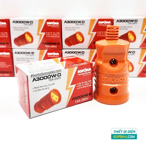 Phích Cắm Điện Âm Siêu Chịu Tải 3000W 15A 220V A3000W-Đ SOPOKA