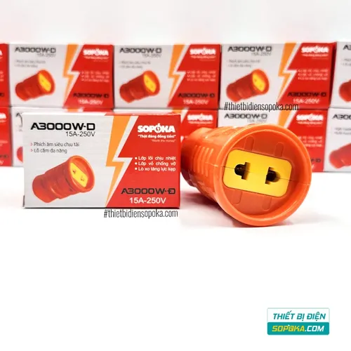Phích Cắm Điện Âm Siêu Chịu Tải 3000W 15A 220V A3000W-Đ SOPOKA