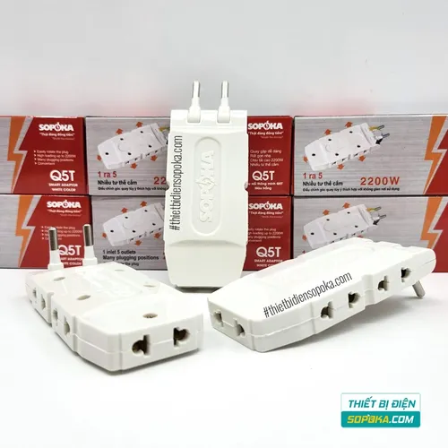 Ổ Chia Điện 5 Lỗ Loại Dẹp 2200W 10A Q5 SOPOKA