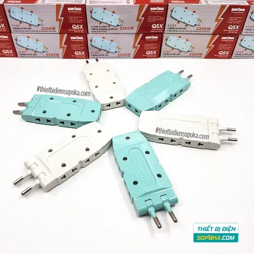 Ổ Chia Điện 5 Lỗ Loại Dẹp 2200W 10A Q5 SOPOKA