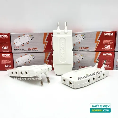Ổ Chia Điện 5 Lỗ Loại Dẹp 2200W 10A Q5 SOPOKA