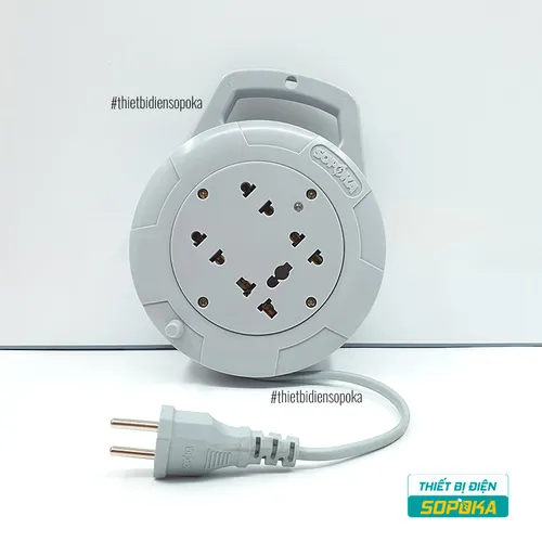 Ổ Cắm Điện Quay Cuộn Dây Tròn 2200W 10A Q45G/Q75G SOPOKA