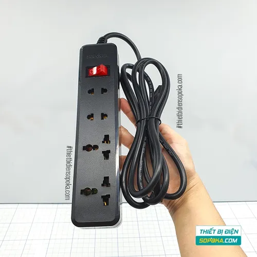SOPOKA Ổ Cắm Điện 4 Lỗ 2200W Lõi Sứ Chịu Nhiệt Chống Va Đập 4K3 / 4K5