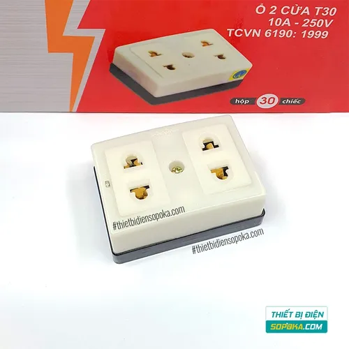 Ổ Cắm Điện 2 Lỗ Gắn Táp Lô 2200W 10A T30 SOPOKA