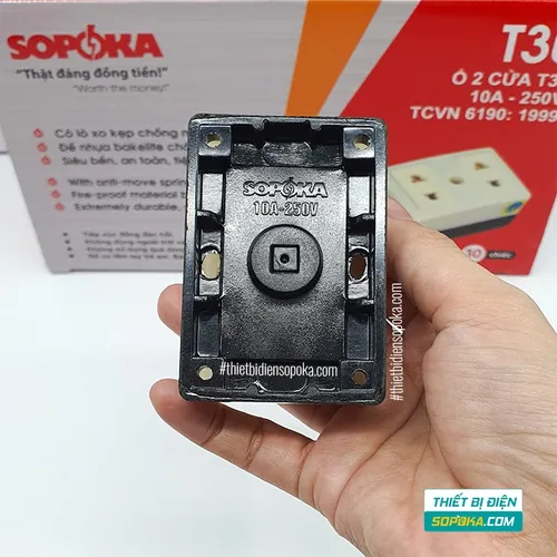 Ổ Cắm Điện 2 Lỗ Gắn Táp Lô 2200W 10A T30 SOPOKA