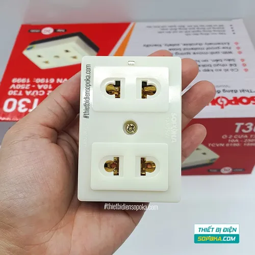 Ổ Cắm Điện 2 Lỗ Gắn Táp Lô 2200W 10A T30 SOPOKA