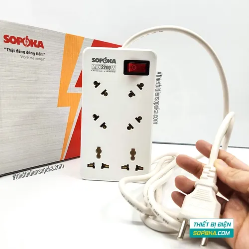 Ổ Cắm Điện 6 Lỗ Chéo Lõi Chịu Nhiệt 2200W 10A 6A2 SOPOKA