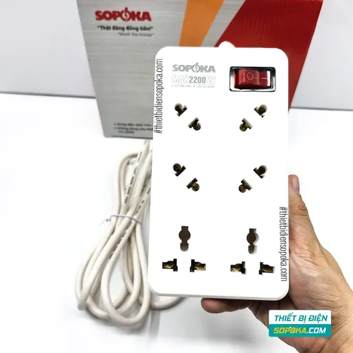 Ổ Cắm Điện 6 Lỗ Chéo Lõi Chịu Nhiệt 2200W 10A 6A2 SOPOKA