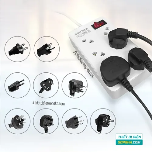 Ổ Cắm Điện 6 Lỗ Chéo Lõi Chịu Nhiệt 2200W 10A 6A2 SOPOKA