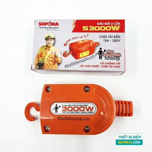 Ổ Cắm – Đầu Nối Điện 2 Cổng 3000W 15A S3000W SOPOKA