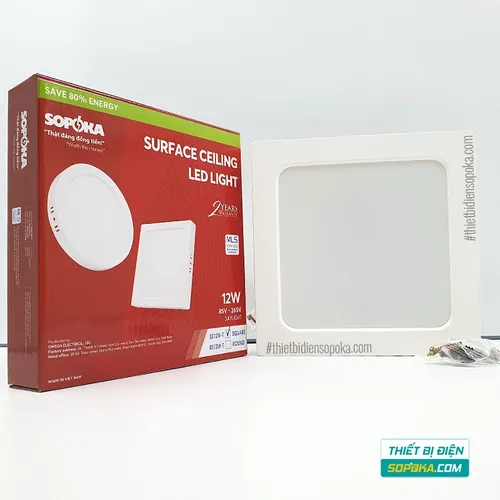 Bóng Đèn LED Ốp Trần Nổi Vuông 12W/18W/24W 85–265V SS12W/SS18W/SS24W SOPOKA