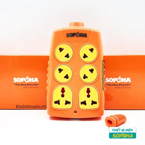 Ổ Cắm Điện 6000W 6 Lỗ Chéo Không Dây 30A 6S-6000W+C SOPOKA