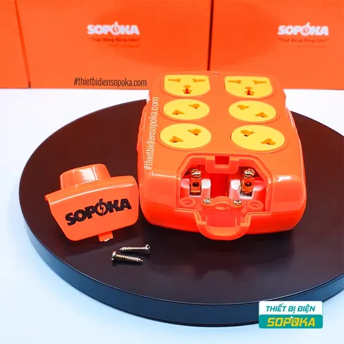 Ổ Cắm Điện 6000W 6 Lỗ Chéo Không Dây 30A 6S-6000W+C SOPOKA