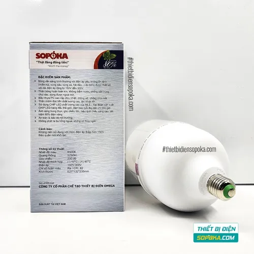 Bóng Đèn LED Hình Trụ Trơn Sáng Trắng Dòng T 20W–50W 85–265V T20W-T/T30W-T/T40W-T/T50W-T SOPOKA