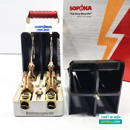 Cầu dao đảo đế sứ 150A, cầu dao đảo 1 pha 150A, cầu dao đảo 2P 600V 2N, cầu dao đảo D41 SOPOKA