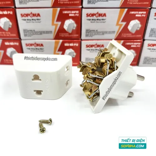 Đầu Nối Chia Điện 3 Lỗ Cổ Cao 2200W 10A-220V P12 SOPOKA