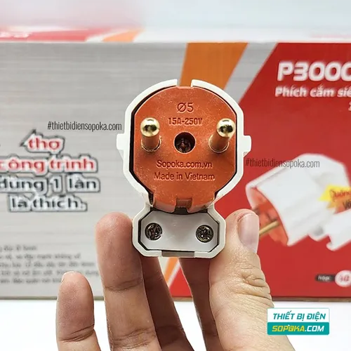 Phích Cắm Điện Dương Gập Vuông Góc 3000W 15A P3000W-G1 SOPOKA