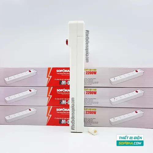 Ổ Cắm Điện 5 Lỗ Lõi Sứ Không Dây 2200W Có Công Tắc 5M-0 SOPOKA
