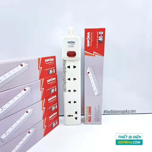 Ổ Cắm Điện 5 Lỗ Lõi Sứ Không Dây 2200W Có Công Tắc 5M-0 SOPOKA