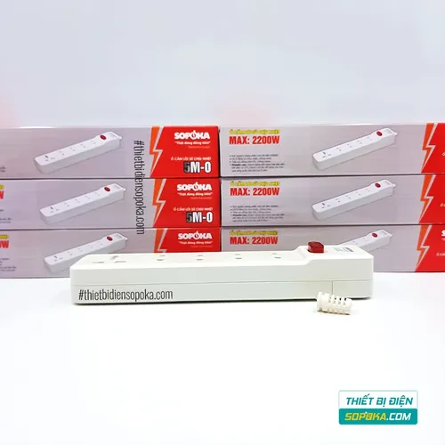 Ổ Cắm Điện 5 Lỗ Lõi Sứ Không Dây 2200W Có Công Tắc 5M-0 SOPOKA
