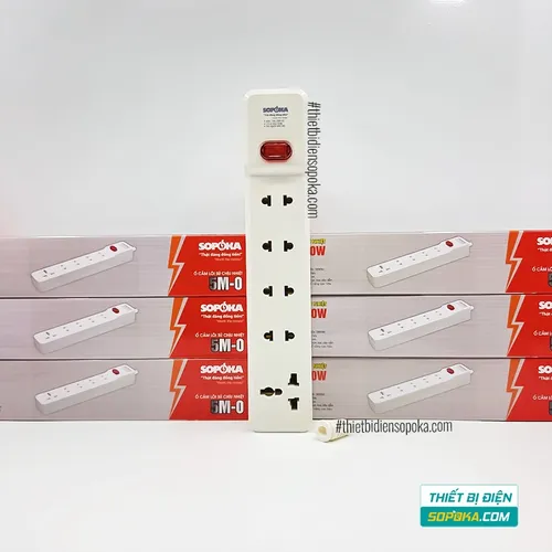 Ổ Cắm Điện 5 Lỗ Lõi Sứ Không Dây 2200W Có Công Tắc 5M-0 SOPOKA