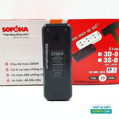 Ổ Cắm Điện 3 Lỗ Không Dây 2200W 10A 3D-0/3S-0 SOPOKA