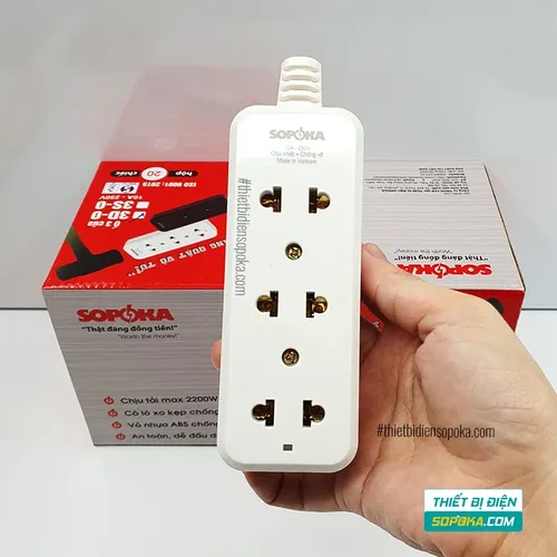 Ổ Cắm Điện 3 Lỗ Không Dây 2200W 10A 3D-0/3S-0 SOPOKA