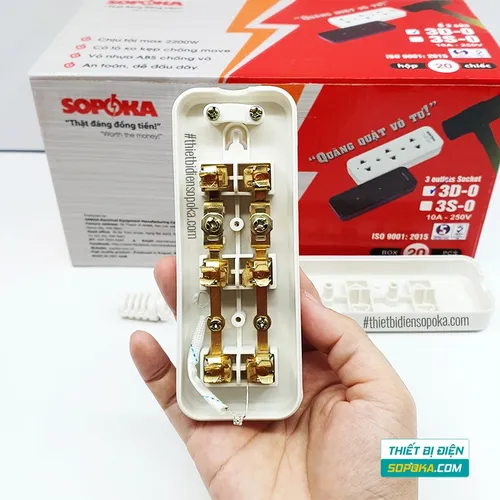 Ổ Cắm Điện 3 Lỗ Không Dây 2200W 10A 3D-0/3S-0 SOPOKA