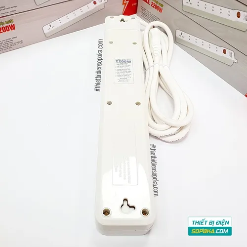 Ổ Cắm Điện 6 Lỗ Lõi Sứ Có Dây Và Công Tắc 2200W 10A 6M2 SOPOKA