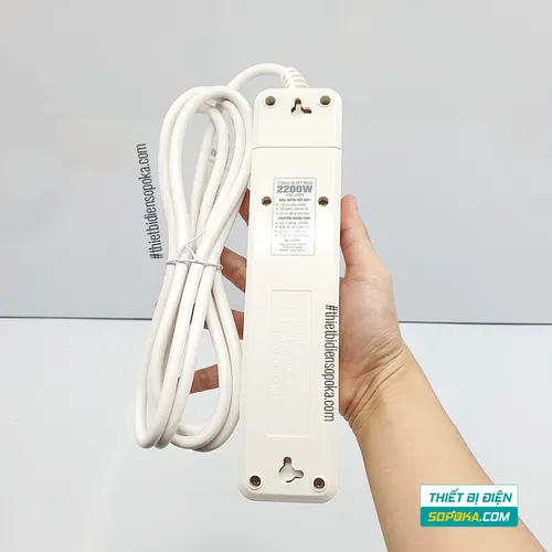 Ổ Cắm Điện 4 Lỗ Lõi Sứ Có Dây Và Công Tắc 2200W 10A 4M2 SOPOKA