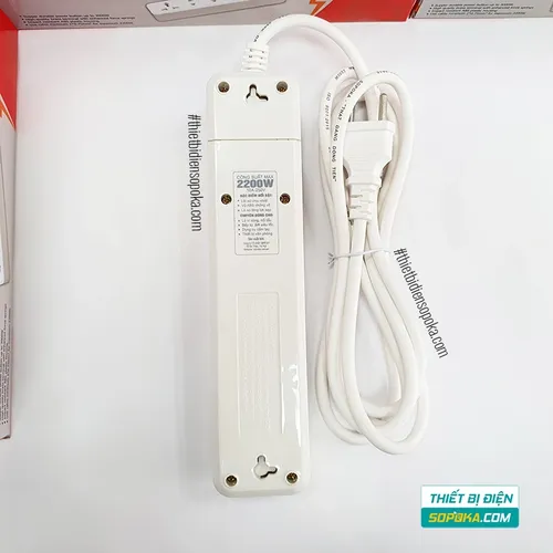 Ổ Cắm Điện 4 Lỗ Lõi Sứ Có Dây Và Công Tắc 2200W 10A 4M2 SOPOKA