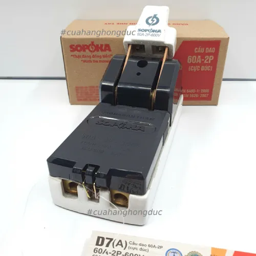 Cầu Dao Đế Sứ 1 Pha 60A-2P D7 SOPOKA