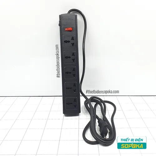 Ổ Cắm Điện 5 Lỗ 3 Chấu Lõi Sứ Chống Cháy Tự Ngắt Quá Tải 2200W 10A 5T SOPOKA
