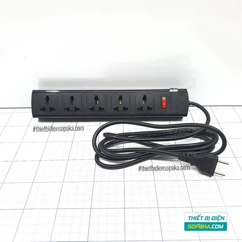 Ổ Cắm Điện 5 Lỗ 3 Chấu Lõi Sứ Chống Cháy Tự Ngắt Quá Tải 2200W 10A 5T SOPOKA