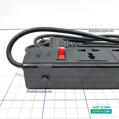 Ổ Cắm Điện 5 Lỗ 3 Chấu Lõi Sứ Chống Cháy Tự Ngắt Quá Tải 2200W 10A 5T SOPOKA