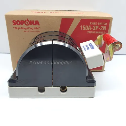 Cầu Dao Đảo Đế Sứ 3 Pha 150A 3P 2N 600V Màu Đen D43 SOPOKA