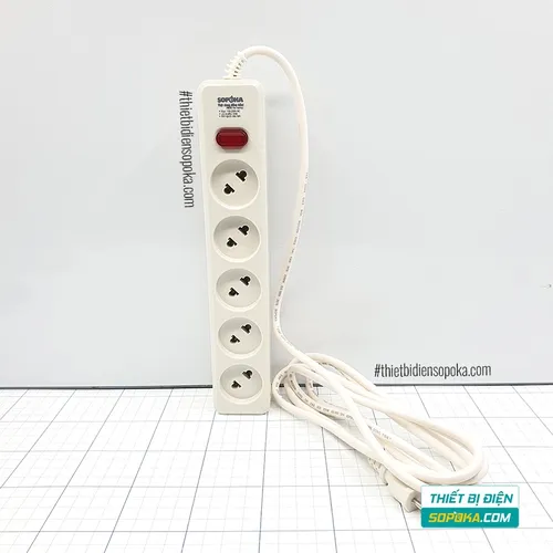 Ổ Cắm Điện 5 Lỗ Chéo Lõi Sứ 2200W 10A 5L2 SOPOKA