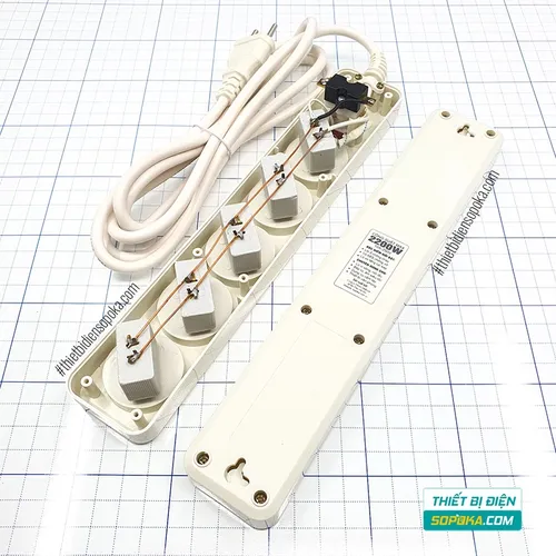 Ổ Cắm Điện 5 Lỗ Chéo Lõi Sứ 2200W 10A 5L2 SOPOKA