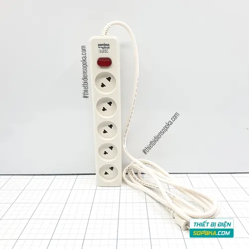 Ổ Cắm Điện 5 Lỗ Chéo Lõi Sứ 2200W 10A 5L2 SOPOKA