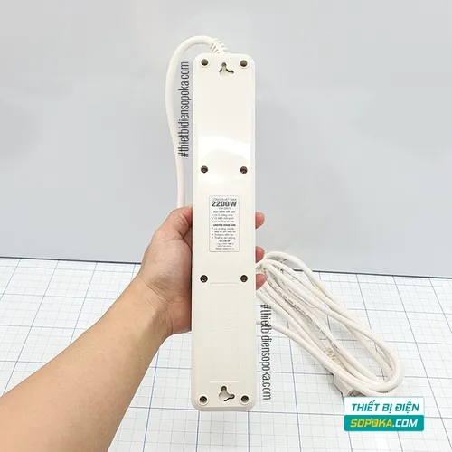 Ổ Cắm Điện 5 Lỗ Chéo Lõi Sứ 2200W 10A 5L2 SOPOKA