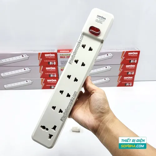Ổ Cắm Điện 6 Lỗ Lõi Sứ Không Dây 2200W Có Công Tắc 6M-0 SOPOKA