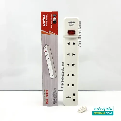 Ổ Cắm Điện 6 Lỗ Lõi Sứ Không Dây 2200W Có Công Tắc 6M-0 SOPOKA