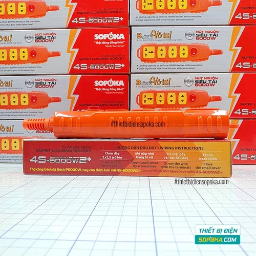Ổ Cắm Điện 4 Lỗ 6000W Không Dây Có Nút Nguồn 4S-6000W2+ SOPOKA