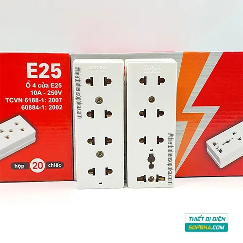 Ổ Cắm Điện 4 Lỗ Gắn Tường Gắn Táp Lô 2200W 10A E26 SOPOKA