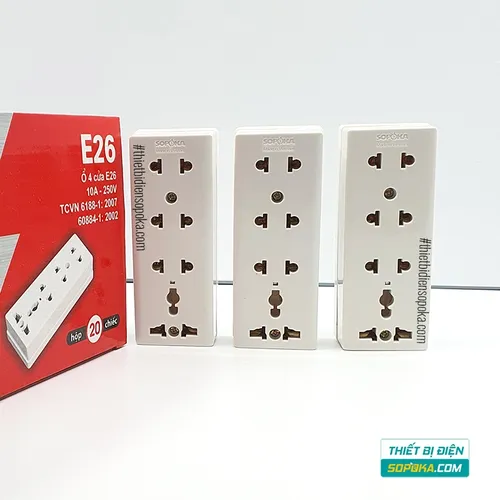 Ổ Cắm Điện 4 Lỗ Gắn Tường Gắn Táp Lô 2200W 10A E26 SOPOKA