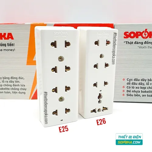 Ổ Cắm Điện 4 Lỗ Gắn Tường Gắn Táp Lô 2200W 10A E26 SOPOKA