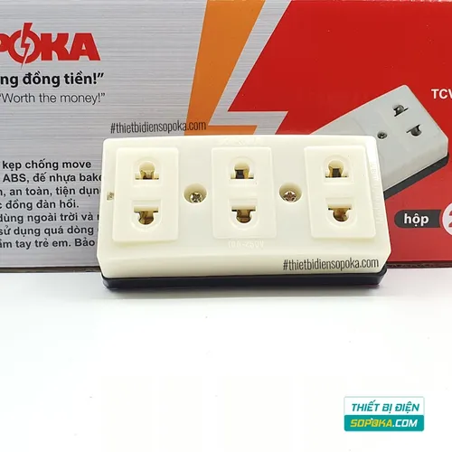 Ổ Cắm Điện 3 Lỗ Gắn Tường/Gắn Táp Lô 2200W 10A T31 SOPOKA