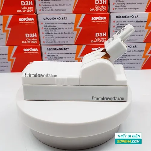 Cầu Dao Đế Sứ 1 Pha 250V 20A 2P D3H SOPOKA