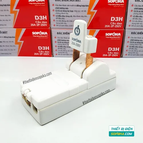 Cầu Dao Đế Sứ 1 Pha 250V 20A 2P D3H SOPOKA