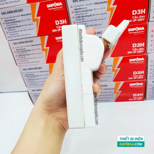 Cầu Dao Đế Sứ 1 Pha 250V 20A 2P D3H SOPOKA
